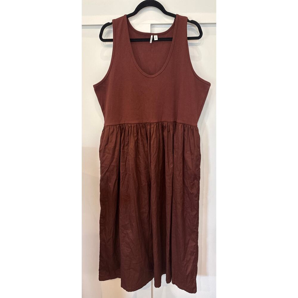 Nordstrom Mixed Media Stretch Cotton Tank Poplin Skirt Maxi Dress ,2X - Picture 4 of 12
